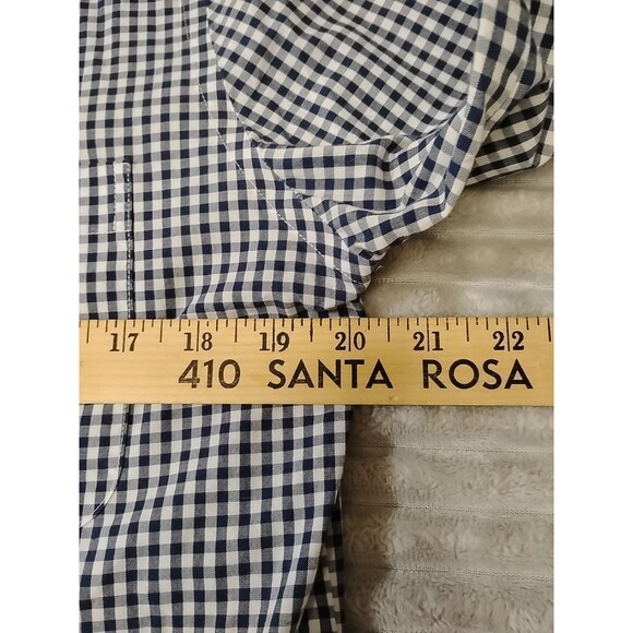 Stafford Easy Care Broadcloth Travel Shirt Blue Check Fitted 15 1/2 32/33 Pocket - Picture 5 of 9